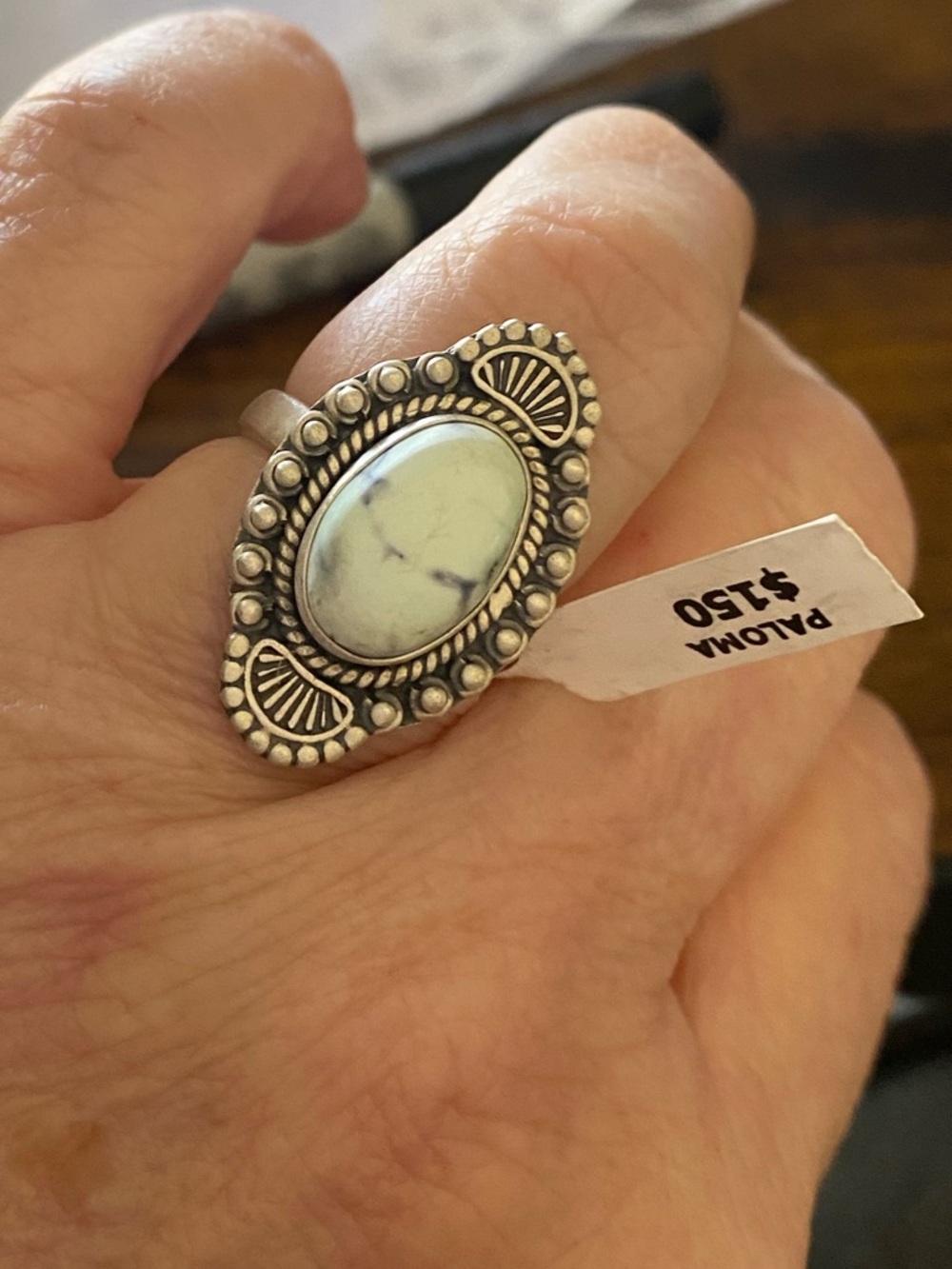 Native Paloma Turquoise Adjustable 925 Sterling Silver Ring